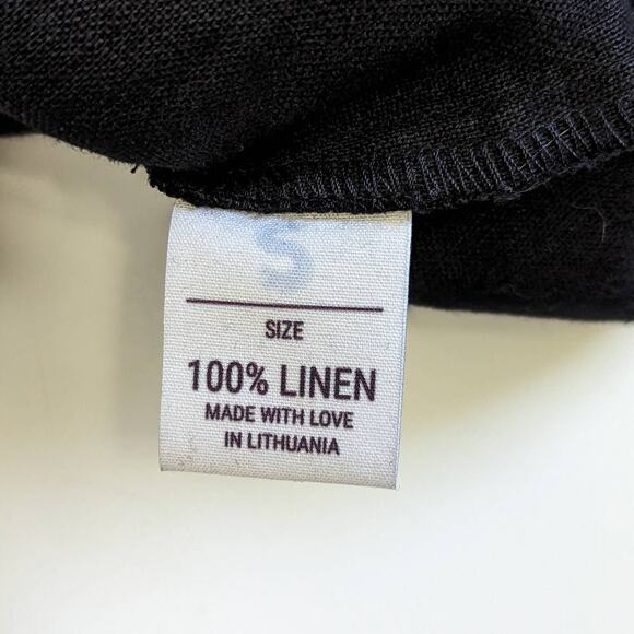 Love and Confuse Alexis Linen Tunic Top Black Front Pocket Lightweight Elegant - Picture 5 of 10